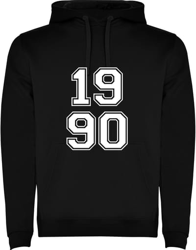 Zwarte Hoodie Varsity College Cijfers 1990 - Cijfers Wit - Opvallend Stoer - Mooi Maat M