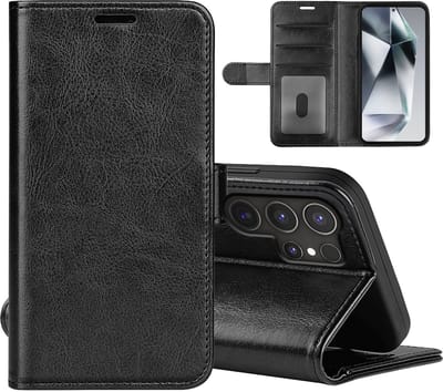 MobyDefend Hoesje - Geschikt voor Samsung Galaxy S25 Ultra - Wallet Book Case (Sluiting Achterkant) - Zwart