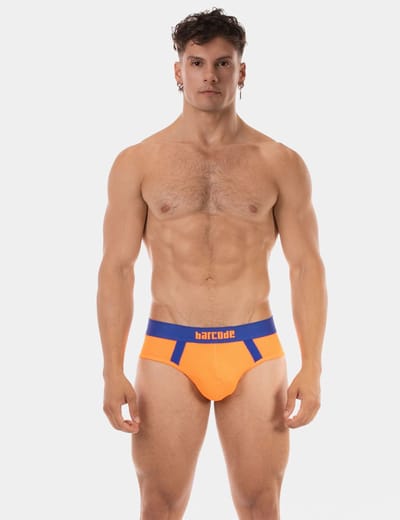 Barcode Berlin Brief Sonny Neonorange-Royal - MAAT S - Heren Ondergoed - Slip voor Man - Mannen Brief