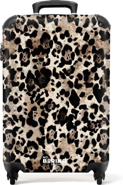 NoBoringSuitcases.com® - Koffer beige panterprint - 55x35x25