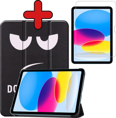Hoesje - Geschikt voor Apple iPad A16/A18 (2022/2025/2026) - 10.9 & 11 inch (10e, 11e & 12e generatie) - Met Screenprotector - Hardcover Book Case - Trifold Bookcase Hoes - Hard Cover - Tablethoes - Don't Touch Me