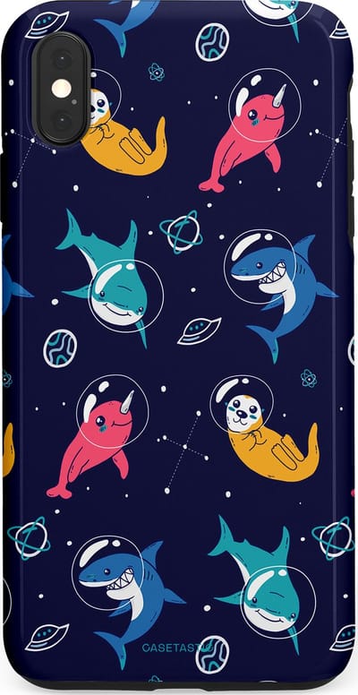Casetastic Hoesje Geschikt voor Apple iPhone Xs Max - Stijlvolle Beschermende Duo-layer Case - Ruimte Oceaan Blauw