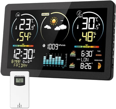 Draadloos Weerstation met Digitale Veelkleurige Display en Buitensensor