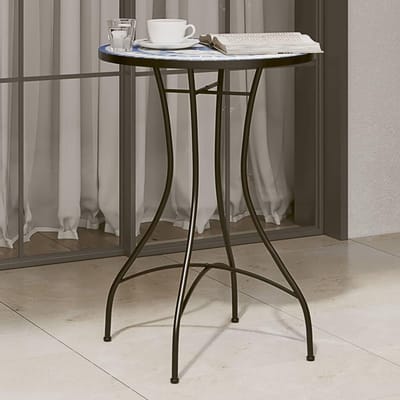 Mozaïek Bistro Tafel - Tuin Tafel Eettafel - Buiten Zitten - Waterbestendig Keramiek - Ø50x70cm - Blauw Wit