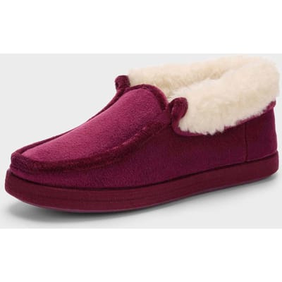 Pluche pantoffels met scheerwol - bordeaux - Gr. 36 van Goldner Fashion