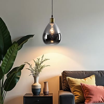 LumenXL 1-lichts hanglamp Verona smoke spiegeleffect - druppel egaal glas