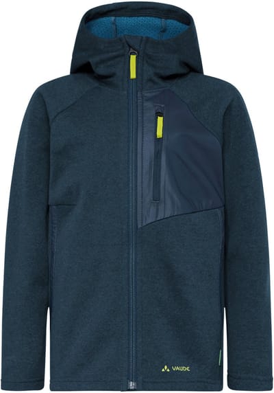 VAUDE Rokua fleece jas, fleece jas, kinderen outdoor sportjasjes, niet waterdicht, niet winddicht, fleece, met capuchon