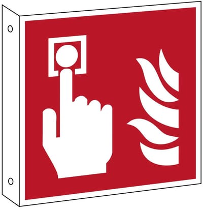 Haaks dubbelzijdig brandmelder bord – aluminium – F005 | 20 x 20 cm