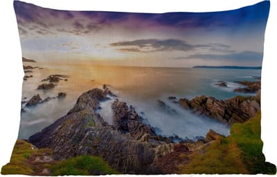 Buitenkussens - Tuin - Zonsondergang - Horizon - Water - Landschap - Blauw - 50x30 cm