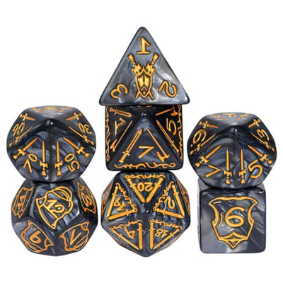 HOT Games dobbelstenen set zwart jumbo voor rollenspellen 7-delig.