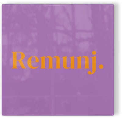 Tegeltje Roermond Remunj. - paars oranje - tegeltje Roermond - tegeltje met tekst