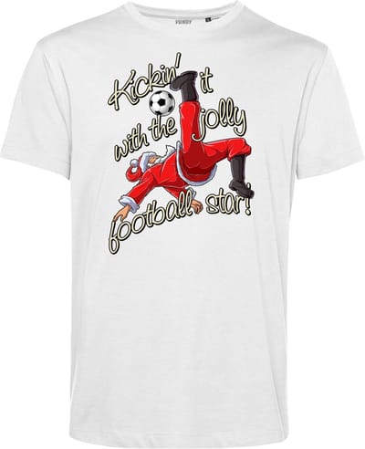 T-shirt Kickin' It With Santa | Foute Kersttrui Dames Heren | Kerstcadeau | Kerstpakket | Wit | maat XS
