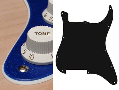 Boston ST-200-SBU pickguard, Stallion, no holes (only screw holes), 2 ply, sparkling blue