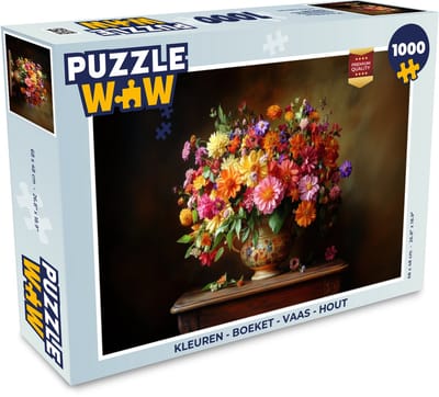 Puzzel Kleuren - Boeket - Vaas - Hout - Legpuzzel - Puzzel 1000 stukjes volwassenen