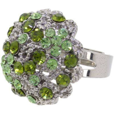 Behave – ring – Lichtgroen – Zilverkleur – Bloemdesign – Kristalaccenten – Verstelbaar