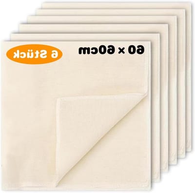 6 Stuks Herbruikbare Kaasdoek 60×60 cm, Ongebleekt Polyester Katoen Mix, Ultra-Dunne Doek voor Het Filteren van Sap, Kaas en Thee, Ideaal voor Kruidenspecerij en Koken