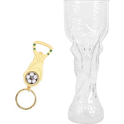 Voetbal Trofee Bierglas 850ml met Flesopener Sleutelhanger Voetbal Trofee Bierglas voor Sportfans Mannen Feesten