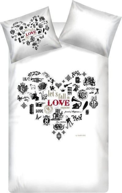 Kardol Love Heart Dekbedovertrek - Eenpersoons - 140x200/220 cm - Black