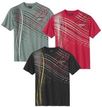 ATLAS FOR MEN - Set van 3 graphic sport T-shirts - Heren - Verkrijgbaar in grote maten - XXL