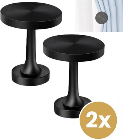 Gordijn Haak - Gordijn Embrasse - Gordijnhouder - Haak voor Muur - Beugel voor Gordijnen - Haak voor Gordijnen - Gordijn Hanger - Medaillon Zwart - 2 Stuks