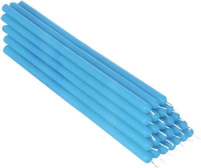 25 x Lichtblauwe Paraffine Kaarsen 26 cm - Rookvrij - Geschikt voor Huwelijken, Bruiloften en Kerstdagen - Binnen Gebruik - Rood - 36340