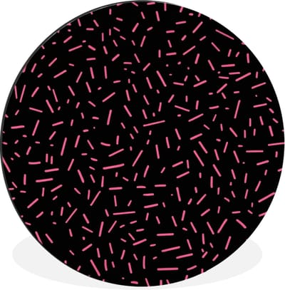 WallCircle - Wandcirkel - Muurcirkel - Gaming - Streepjes - Roze - Abstract - Aluminium - Dibond - 30x30 cm - Binnen en Buiten