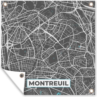 Tuin poster Montreuil - Frankrijk - Kaart - Plattegrond - Stadskaart - 200x200 cm - Tuindoek
