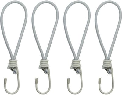 ProPlus Elastische tentspanners met haak - 20 cm - wit - set van 4