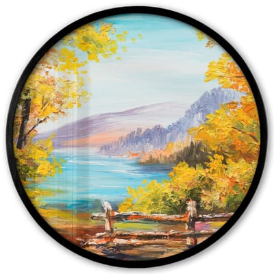 Poster in lijst Rond - Fotolijst 40x40 cm - Posters - Schilderij - Olieverf - Planten - Natuur - Ronde posterlijst zwart - Decoratie - Wanddecoratie woonkamer - Muurdecoratie slaapkamer