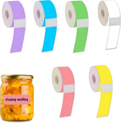 Thermische Label Tape 12 x 40 mm - 6 Rollen, Zelfklevend, 160 Stuks per Rol, Duurzaam en Waterbestendig voor Verpakking, Verzending en Organisatie