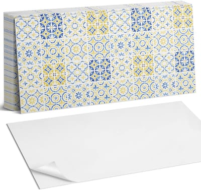 Coloray Plaktegels - Mozaïekpatroon met ornamenten Zelfklevende Wandtegels - 40 cm x 20 cm - Blauw Plaktegels - 10 stuks - Rechthoek PVC Tegels - Plaktegels Badkamer - Vloertegels Zelfklevend - Vinyltegels Vloer Zelfklevend - Portugese Tegels