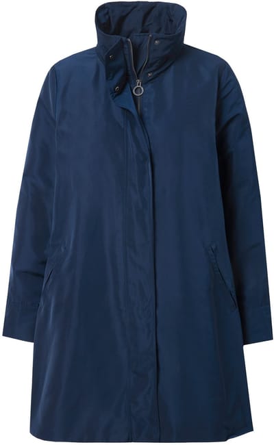 Ulla Popken - Dames - Jas A-lijn plooitjes op de achterkant opstaande kraag - Navy - Maat 50+