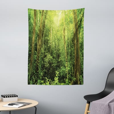 ABAKUHAUS Regenwoud Wandtapijt en Sprei, Regenwoud Landschap, 110 x 150 cm, Groen