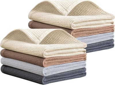 PY HOME & SPORTS Set theedoeken, 100% katoen, wafelweefsel, keukenhanddoeken, 8 stuks, super absorberende keukendoeken om te drogen en schoon te maken 17 x 25 inch