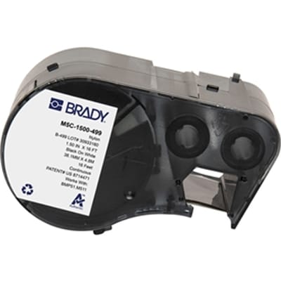 Brady M5C-1500-499 continue nylon labels zwart op wit | 38,10 mm x 4,88 m (origineel)