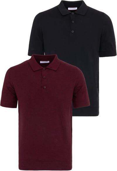Felix Hardy Polo Shirt Korte Mouwen 100% Katoen - 2 Pack Heren Black-Bordeaux - 2Xl