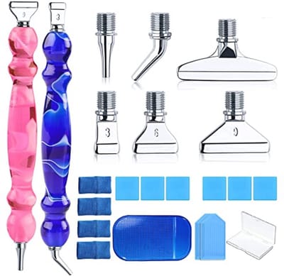 Diamantschilderen Accessoires Set - 22 Stuks, 6 Stijlen, Metalen Boorpen en Reservekoppen voor 5D Pens