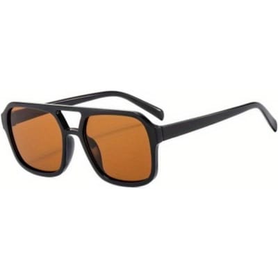 Lunettes de soleil rétro à double pont Été Protection extérieure Mode Lunettes pour hommes et femmes tea black