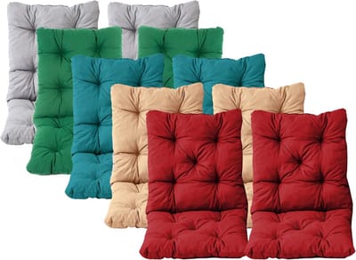 Gewatteerd Laag Rugkussen voor Buitenstoelen - Katoenmix - Lichtgrijs (2 Stuks)