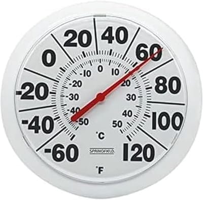 Binnen/Buiten Thermometer - Weerstation Tuin - Temperatuur Meten - Robuuste Weerbestendige Afwerking - 21.5 cm Diameter