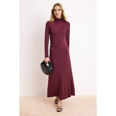 Paarse platte maxi-jurk voor dames, lange chique/nachtelijke bodycon hijab-jurk