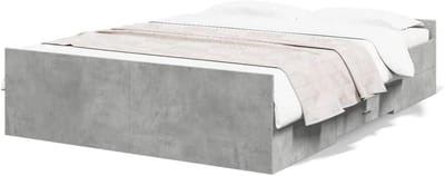 Bedframe met laden - Moderne beddenbak - Slaapkamer opruimen - Robuust meerlaags hout - 120 x 200 cm - Beton grijs