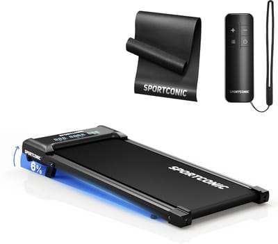 Sportconic Loopband 1-6km/u - Walking pad met Helling - Wandelband voor onder het Bureau - Incl. Afstandsbediening en Beschermmat