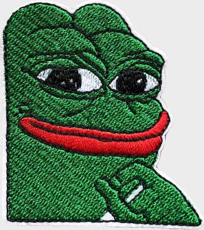 Patchy Pepe The Smug Frog - Meme strijkpatch voor denim, katoen en linnen - Carnaval
