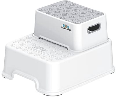 Kinder Opstapje - Twee Treden - Zelfstandig Doen - Antislip Functie - 39 cm - Wit