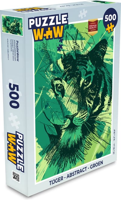 Puzzel Tijger - Abstract - Groen - Legpuzzel - Puzzel 500 stukjes
