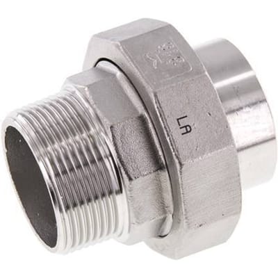 Rechte Aansluiting  R1 1/2'' Mannelijk X 48,3mm Laseinde RVS Vlakke Afdichting PTFE 16bar