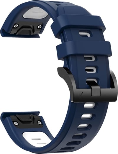 Siliconen bandje - geschikt voor Garmin Fenix 3 / 5X / 5X Plus / 6X / 6X Pro / 7X / 7X Pro / 8 (51 mm) / Quatix 3 / 6X / Tactix (7) / Enduro (2) / Descent Mk1 / Mk2(i) / Mk3i 51 mm / D2 / Delta PX / Mach 1 Pro / Epix Pro Gen 2 51 mm - blauw-wit