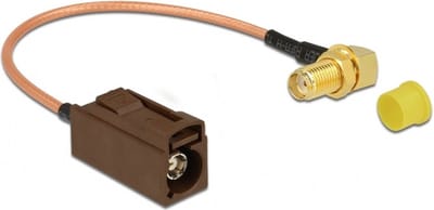 Fakra F (v) - SMA (v) haaks adapter kabel - RG316 - 50 Ohm / transparant - 0,20 meter