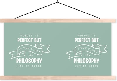 Posterhanger incl. Poster 120x60 cm - Schoolplaat - Filosofie - Quotes - Onderwijs - Studie - Textielposter - Blanke latten